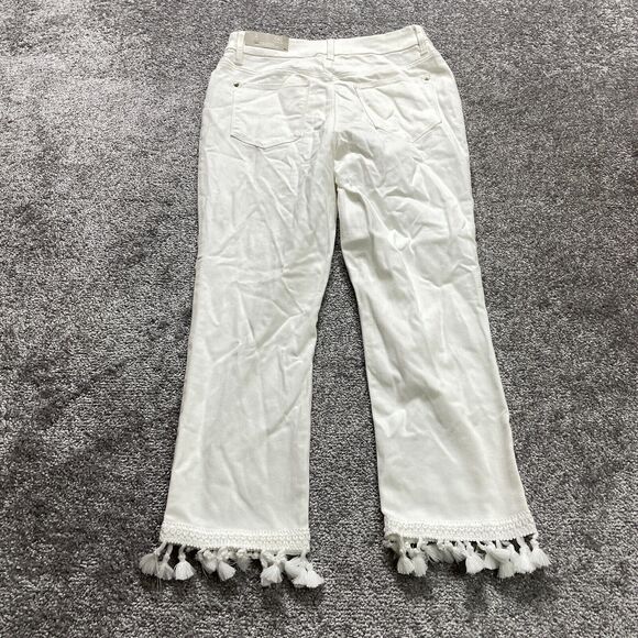 Chico's White Ankle Jeans with Fringe Hem - Picture 2 of 16